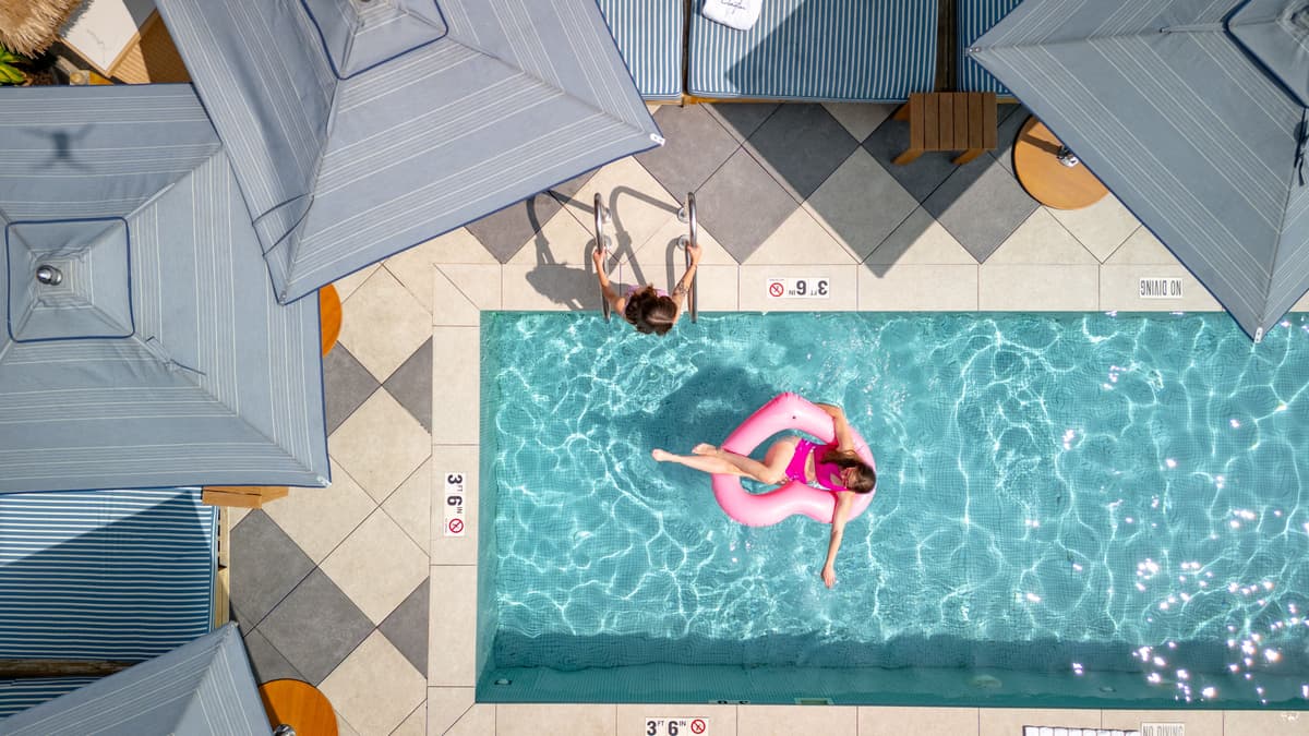 drone shot of pool