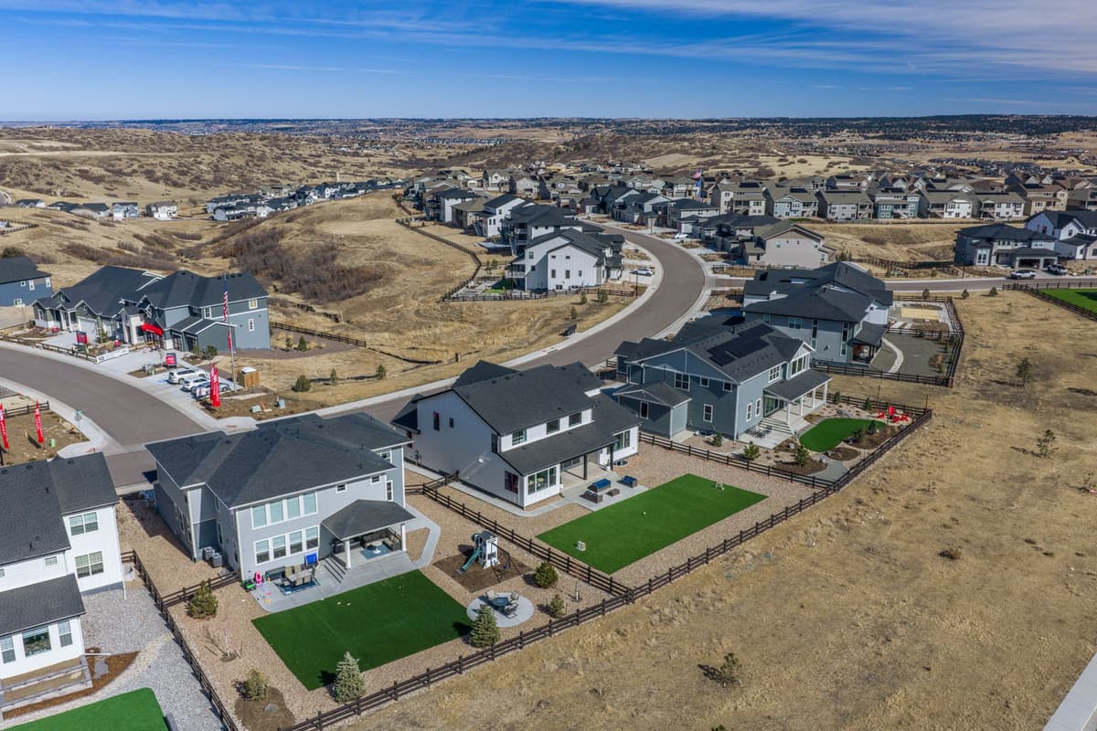 Work sample from an album of 10 aerial pictures featuring a residential lising in Castle Rock.