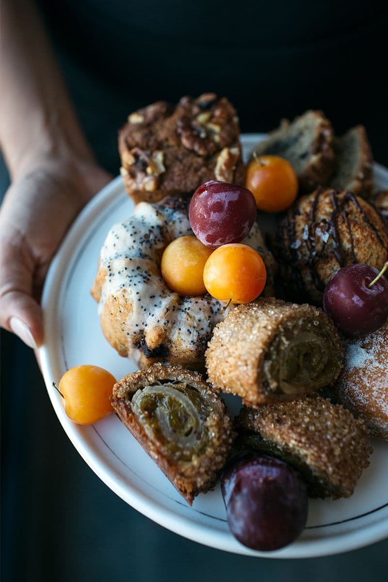 A pile of Israeli treats and plums.