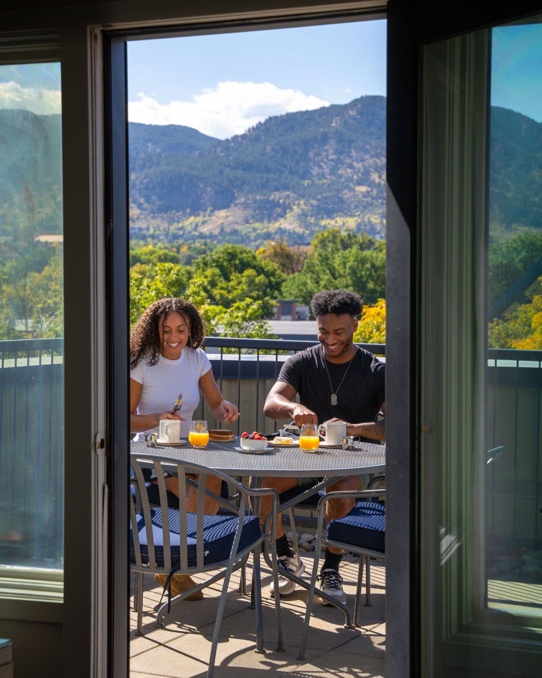 couple dining on patio