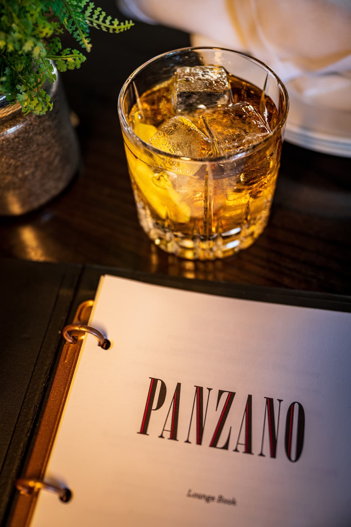An Old Fashioned cocktail at Panzanos Italian Restaurant in Denver.