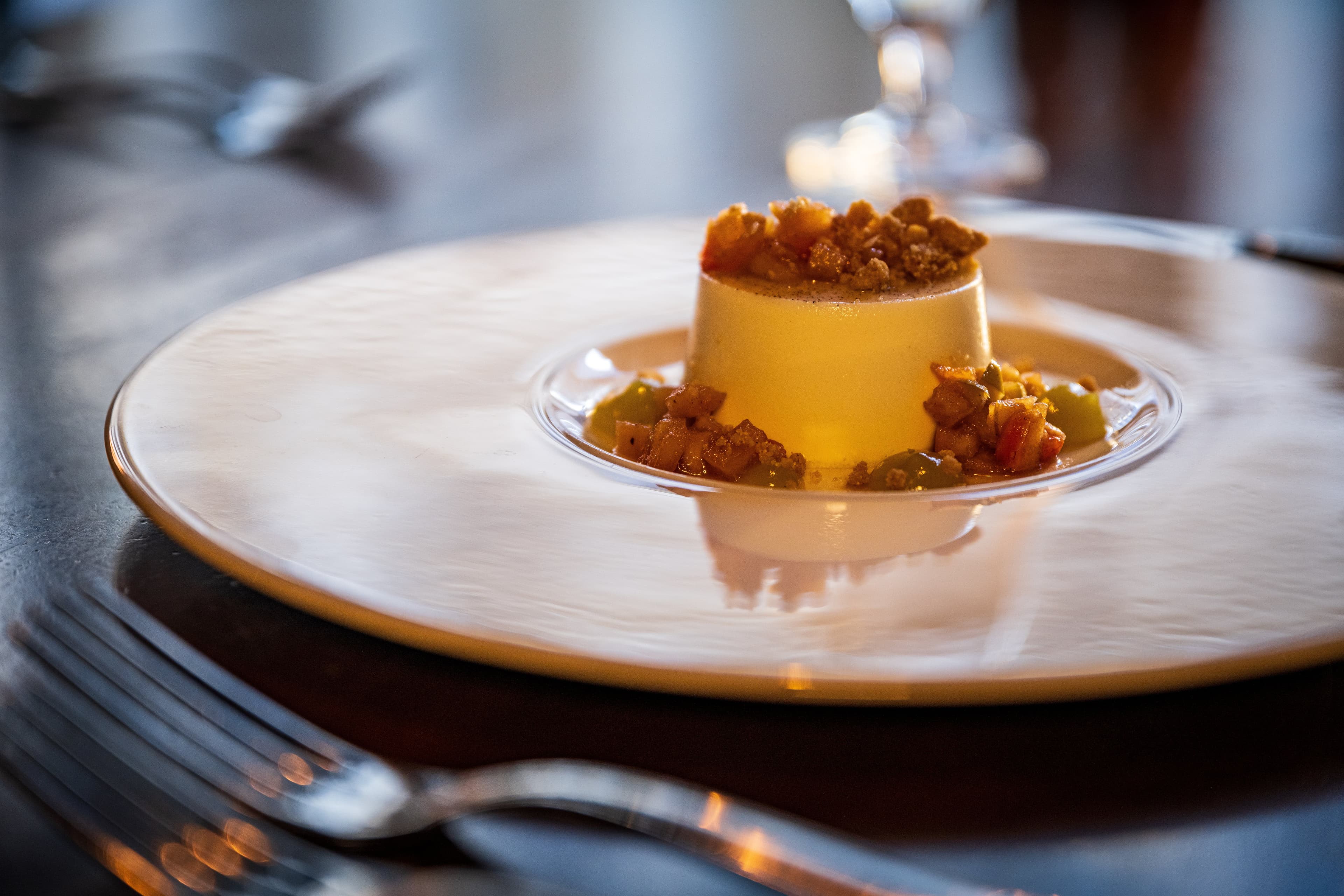 Panna Cotta dessert at Panzano's in Denver.