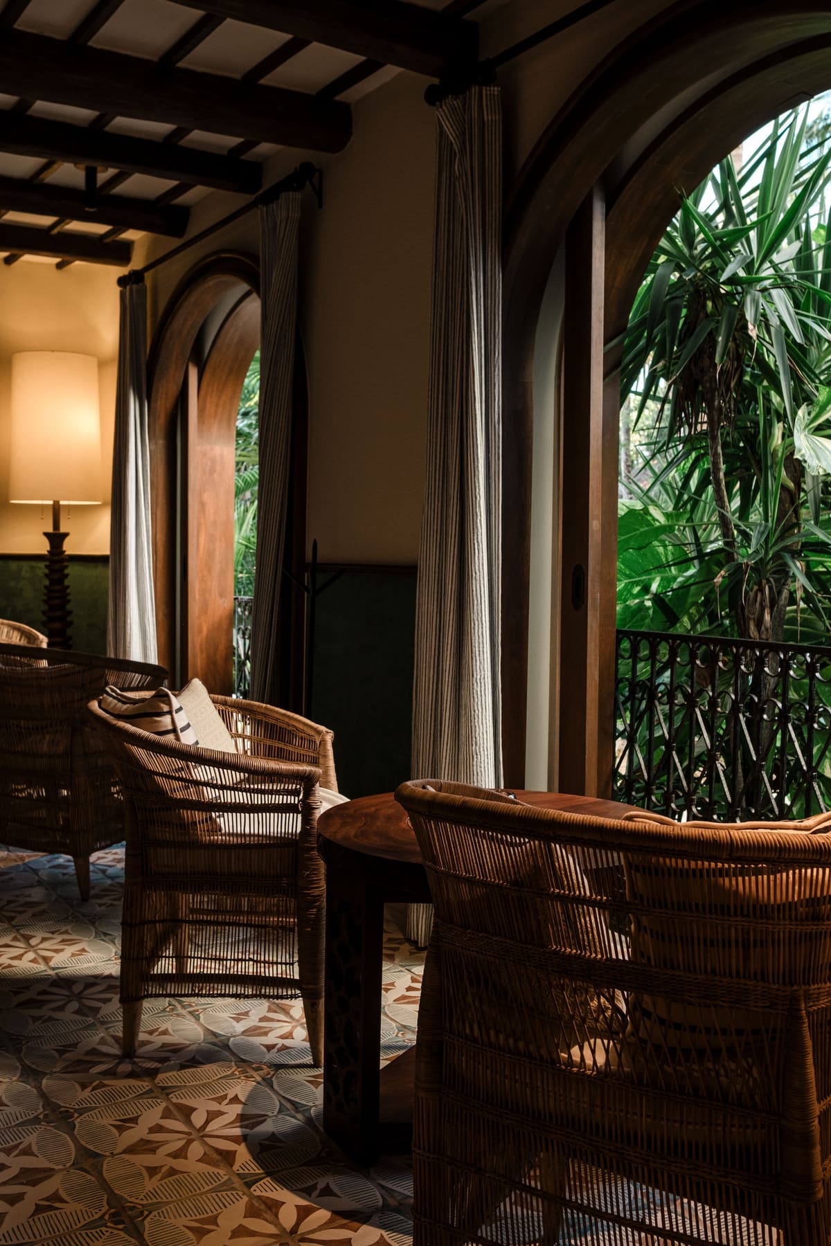 The interior of a bar in a luxury resort.